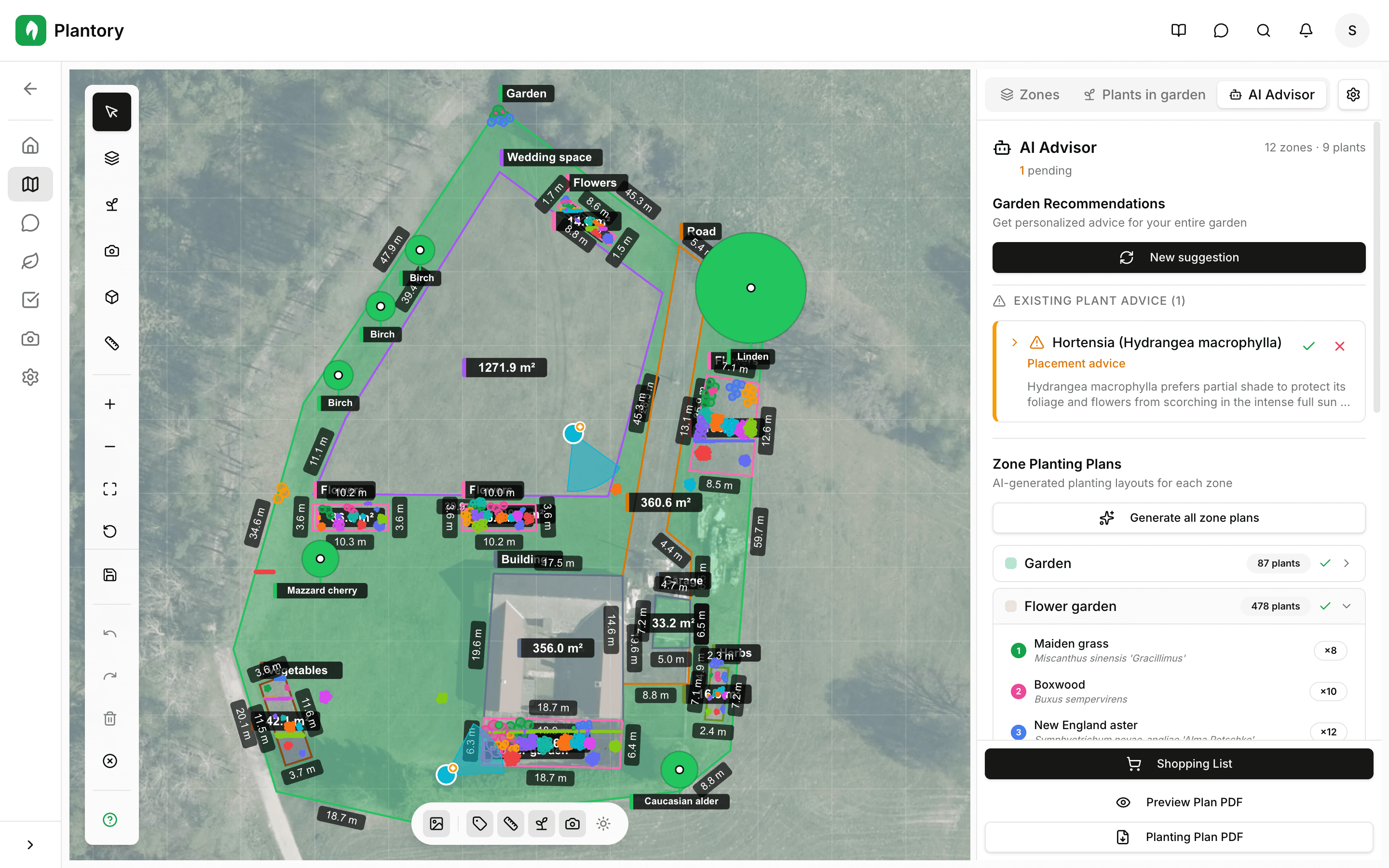 Résultats des recommandations montrant les plantes suggérées avec les raisons